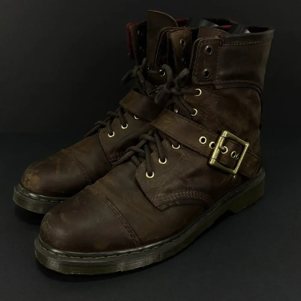 Dr. Martens Triumph 1460 Boots Men’s 13 Brown Leather Buckle Flannel Lined